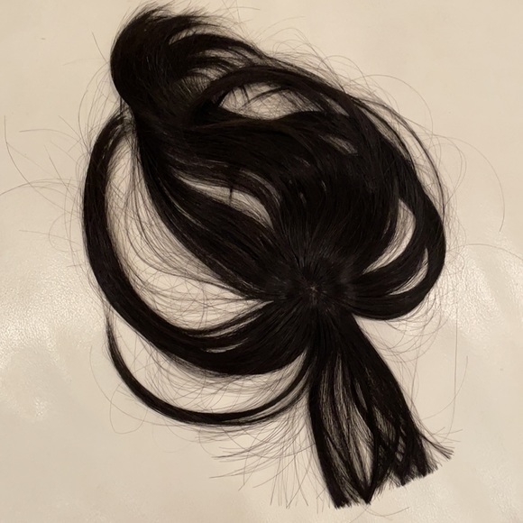 NWT 1B black mini hair topper synthetic circle lace two combs - Picture 8 of 13